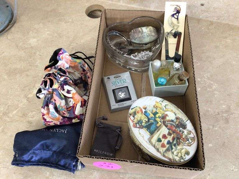 TRINKET BOX, BOOKMARKS, TIN, JEWELRY POUCHES AND MINI PERFUME BOTTLES