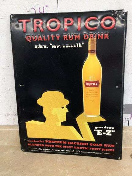 1999 TROPICO RUM DOUBLE SIDED METAL SIGN