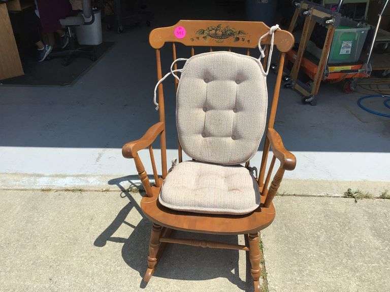 VINTAGE MAPLE ROCKING CHAIR WITH CUSHIONS
