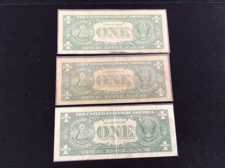 3 1957-A ONE DOLLAR SILVER CERTIFICATES