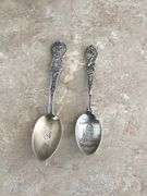 BOX OF STERLING SILVER & SILVERPLATE ITEMS & SOUVENIR SPOONS