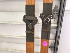 HAND MADE WOOD CROSS COUNTRY SKIS (8' LONG)