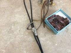 NECKLACE STAND, NECKLACES AND WESTERN BOLO TIE