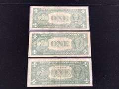 1 1957 AND 2 1935-D ONE DOLLAR SILVER CERTIFICATES
