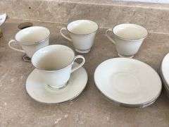 VINTAGE LENOX "MAYWOOD" SILVER TRIM DINNERWARE SERVICE FOR 4