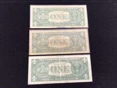 3 1957-A ONE DOLLAR SILVER CERTIFICATES