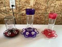 3 GLASS HUMMINGBIRD FEEDERS
