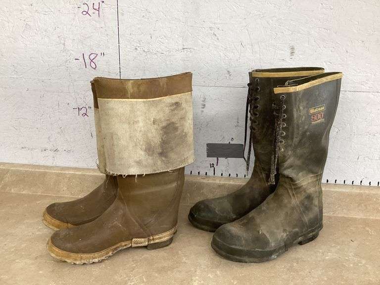 2 PAIRS OF BOOTS-UNKNOWN SIZES