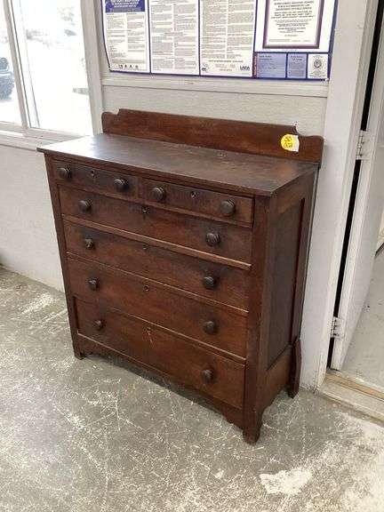 ANTIQUE 6 DRAWER DRESSER(REPAIRED LEG)