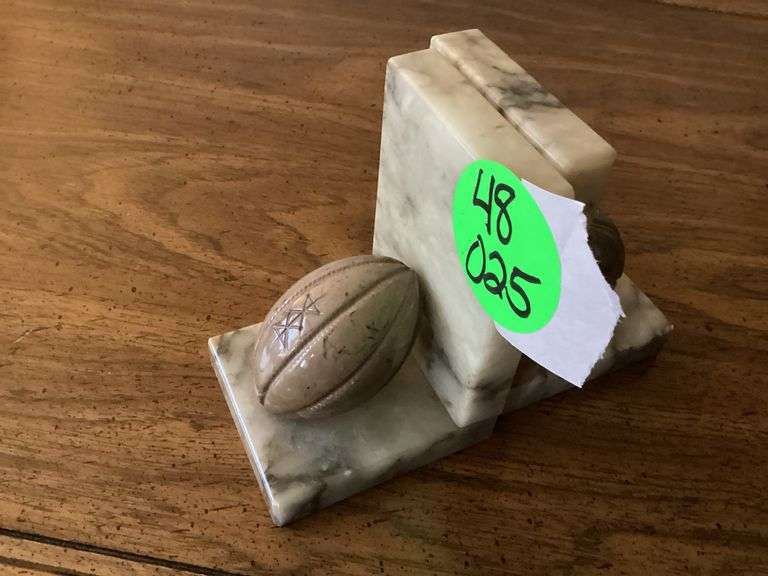 ALABASTER FOOTBALL BOOKENDS-MADE IN ITALY