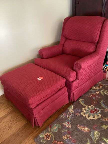 RED CHAIR AND OTTOMAN