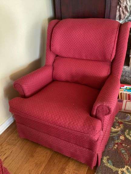 RED CHAIR AND OTTOMAN