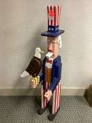PATRIOTIC "UNCLE SAM" WITH EAGLE PAINTED WOODEN STATUE