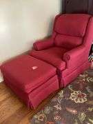 RED CHAIR AND OTTOMAN