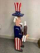 PATRIOTIC "UNCLE SAM" WITH EAGLE PAINTED WOODEN STATUE
