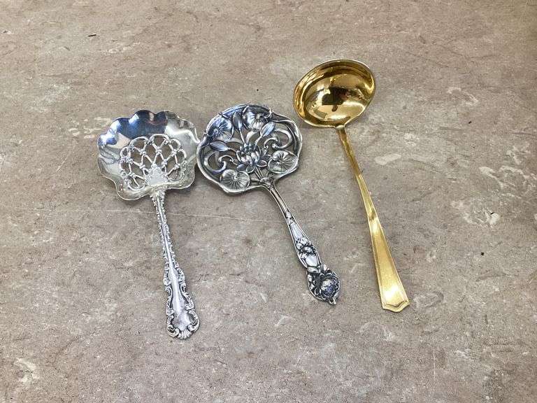 3 SMALL STERLING SILVER SERVING SPOONS