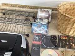 CD'S, BOOMBOX AND MORE IN TOTE (NO LID)
