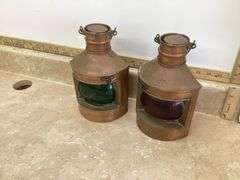 VINTAGE CWC NAUTICAL PORT & STARBOARD COPPER LANTERNS