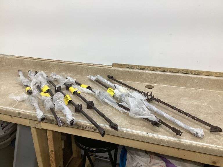 9 33" BRONZE LOOK METAL PORCH SPINDLES(2 DIFFERENT DESIGNS)