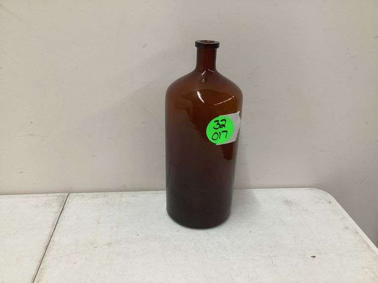 LARGE BROWN GLASS BOTTLE