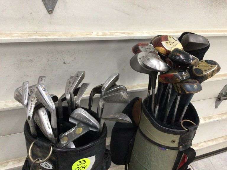 ASSORTED GOLF CLUBS AND 2 GOLF BAGS