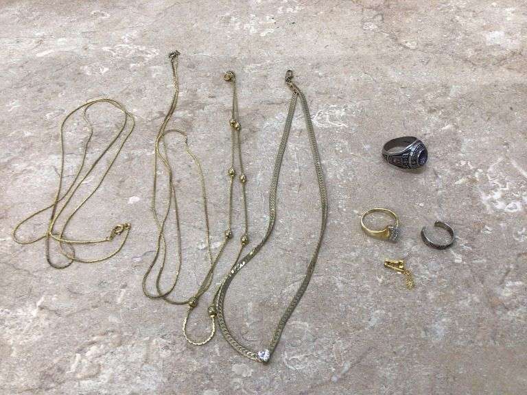 MISC CHAINS, 1982 BIG RAPIDS CLASS RING, AND MORE