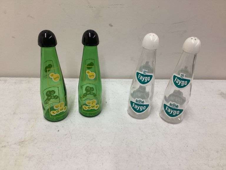 FAYGO AND UP-TOWN POP BOTTLE SALT AND PEPPER SHAKER SETS