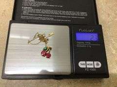 10K GOLD CHAIN W/CHERRY PENDANT