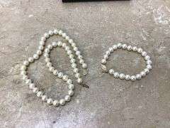 NECKLACE AND BRACELET W/14K GOLD CLASPS