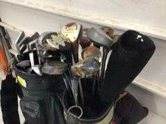 ASSORTED GOLF CLUBS AND 2 GOLF BAGS