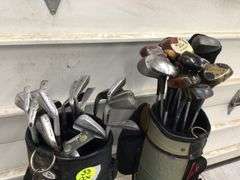 ASSORTED GOLF CLUBS AND 2 GOLF BAGS
