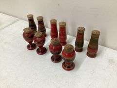 5 VINTAGE WOODEN SALT AND PEPPER SHAKER SETS