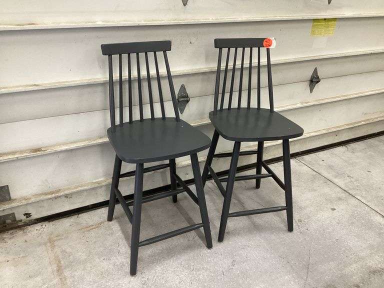 2 GRAY BAR STOOLS