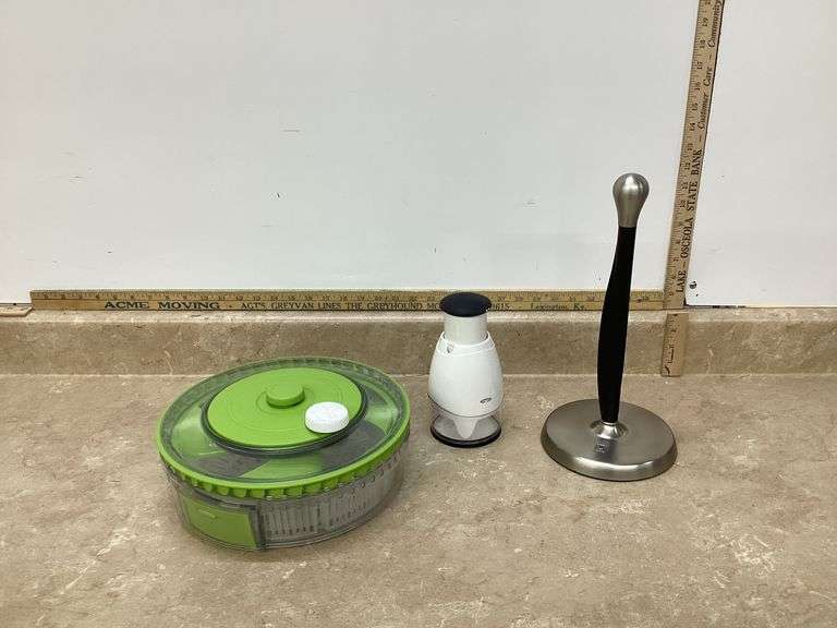 SALAD SPINNER, CHOPPER, AND PAPER TOWEL HOLDER