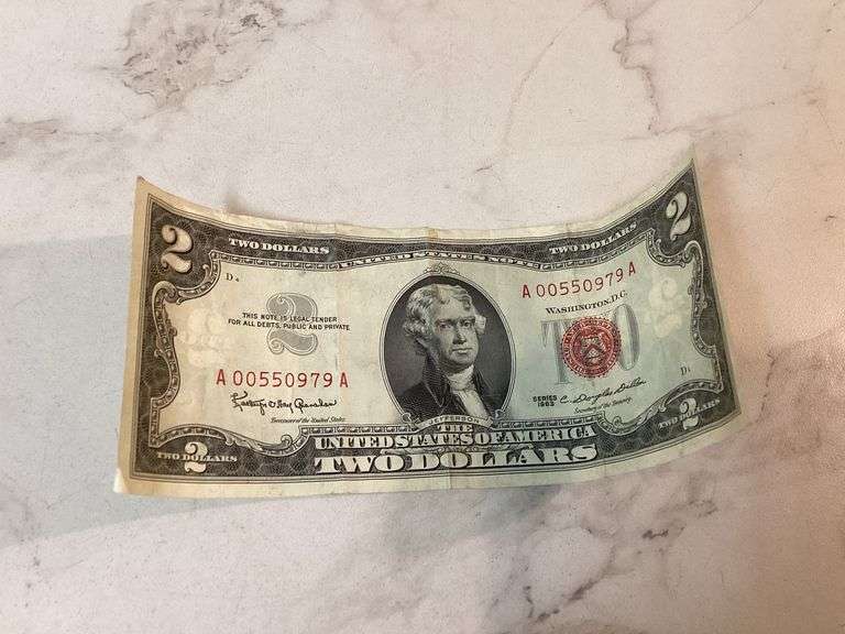 Rednote Money 1963 TWO DOLLAR RED NOTE - Currie Auction Service