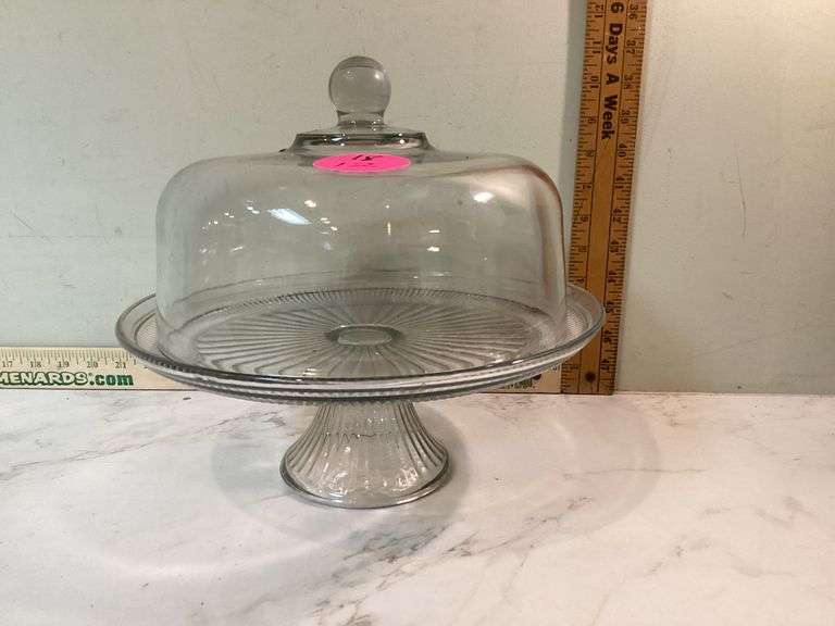 GLASS PEDESTAL CAKE PLATE WITH DOME LID