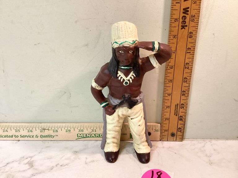 PAINTED CAST-IRON NATIVE AMERICAN BANK
