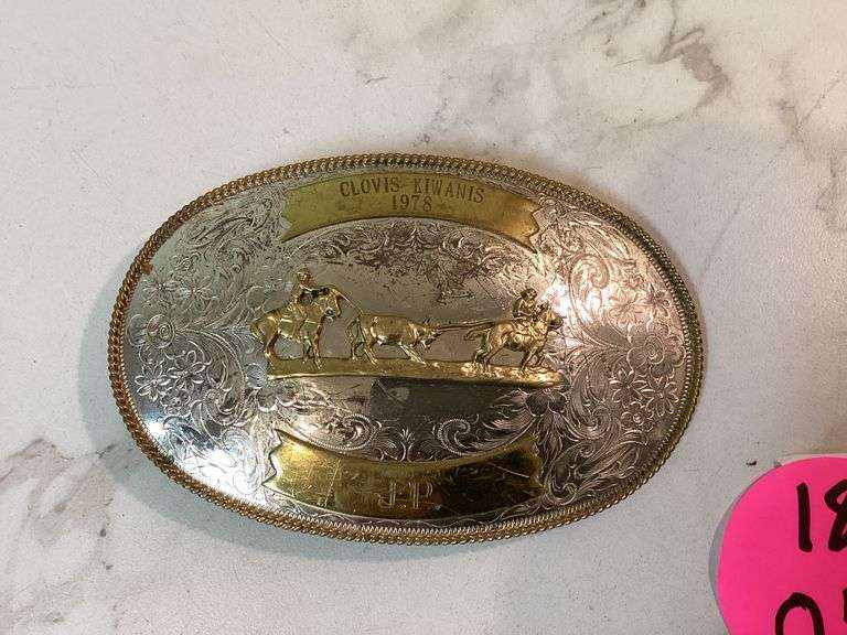 “TEAM ROPING” MONTANA SILVER CO. USA BELT BUCKLE