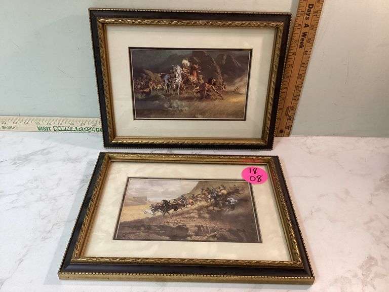 PAIR OF FRAMED “COWBOYS & INDIANS” ART