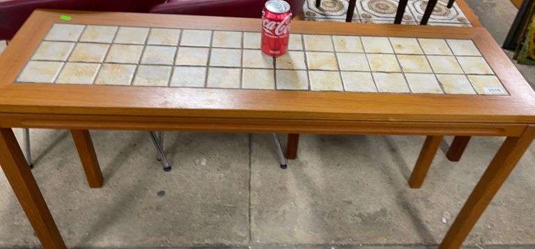 Mcm Tile Table MCM Danish teak tile top hall table - Dixon's Auction at Crumpton