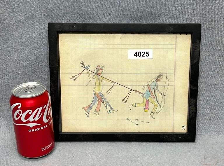Vintage Native American ledger drawing - Dixon's Auction at Crumpton
