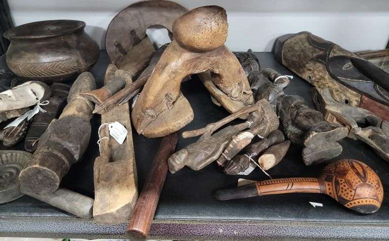 Lot of Ethnographic Decor, Carved Wood Figures etc - Dixon's Auction at ...