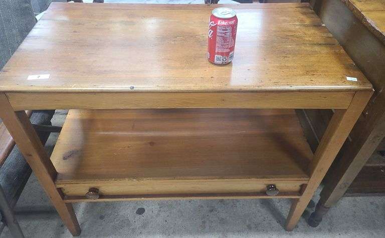 Antique Farmhouse Softwood Washstand, Gallery Missing