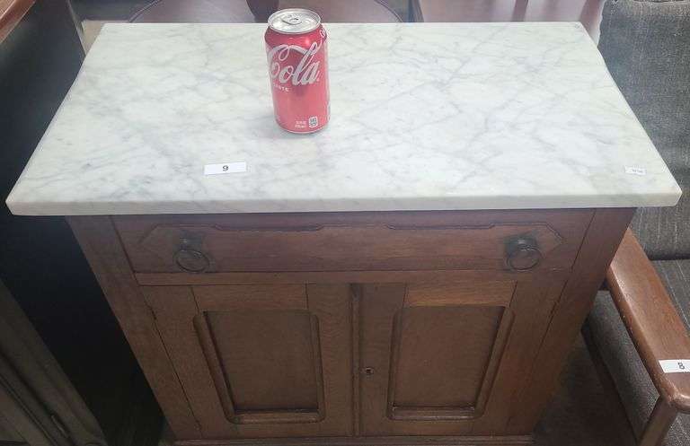 Victorian Marble Top Walnut Washstand