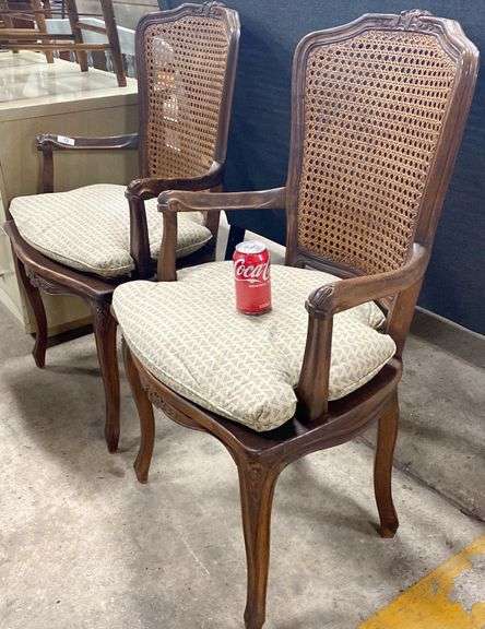 Pair French Provincial Style Caned Armchairs