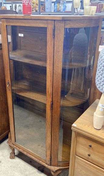 Victorian Claw Foot Oak China Closet