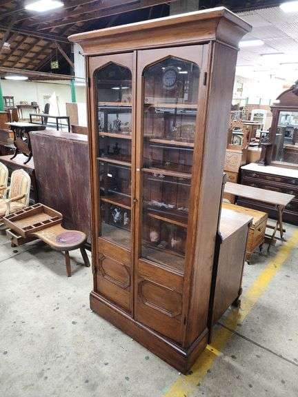 Victorian Pine Bookcase, Hinge Repair Lower Left