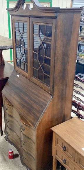 Vintage Mahogany Claw Foot Secretary, Finial Broken