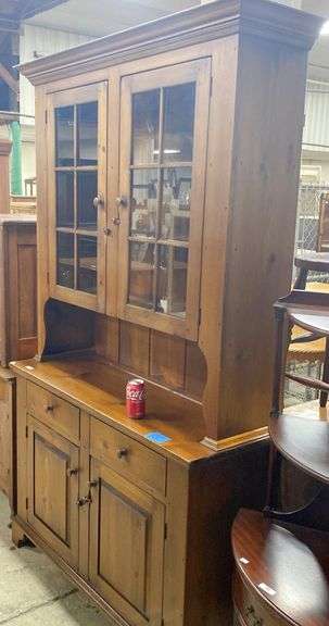 Cabinetmade Signed Farmhouse Pine Two Piece Dutch Cupboard