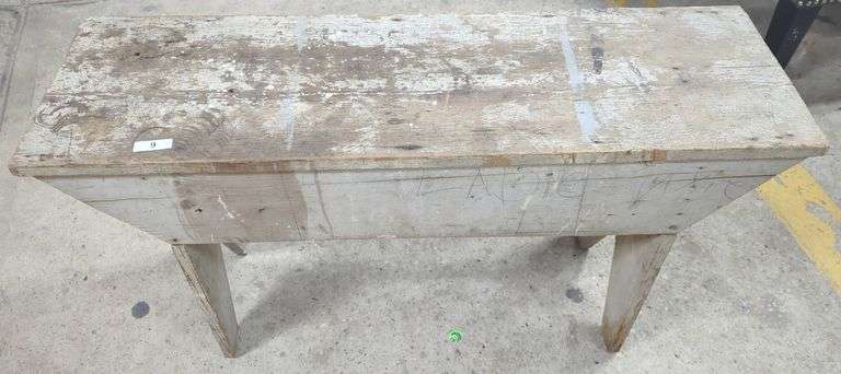 Primitive White Painted Bench